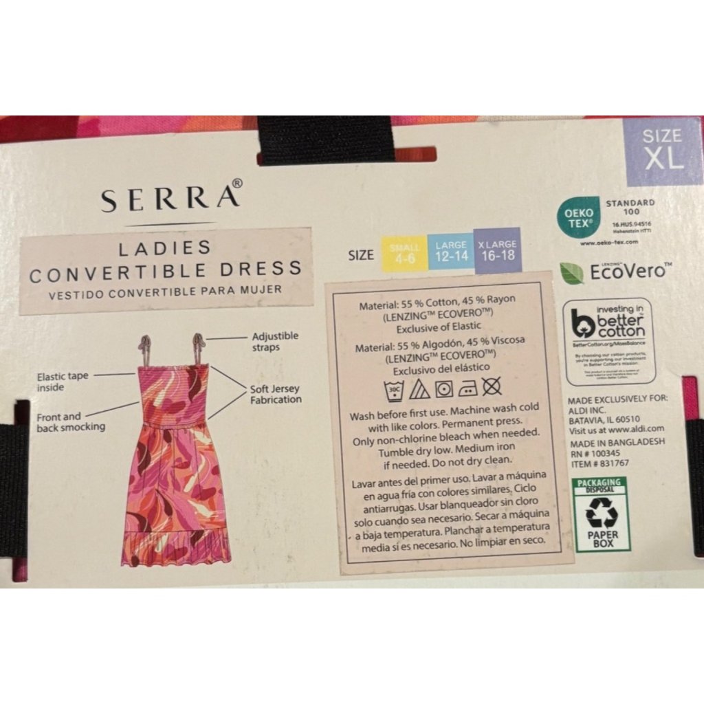 Serra Xl Convertible Dress Pink/Orange Strapless Halter Skirt Adjustable Straps — image 4 of 4